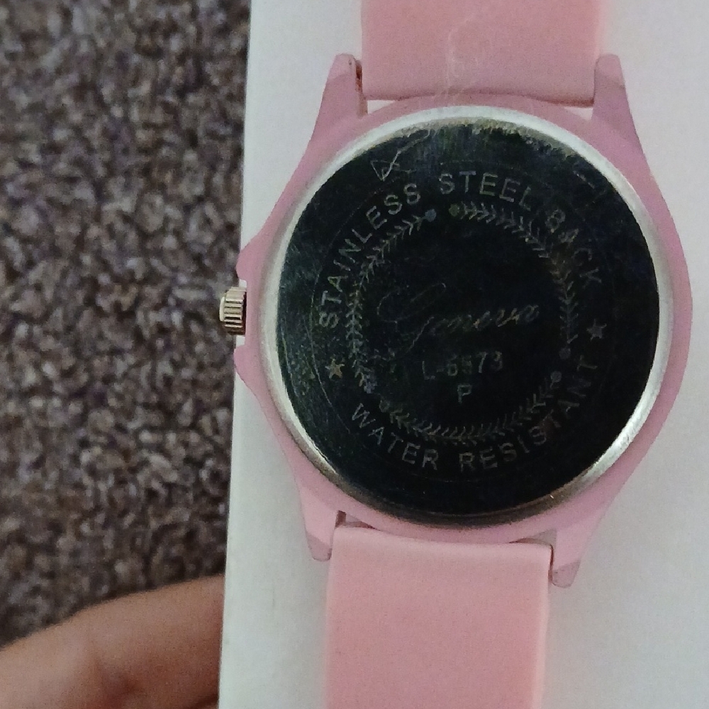 Pink Geneva Watch with Rhinestone Bezel - Picture 2 of 4